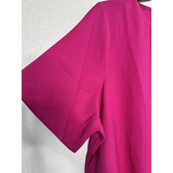 ELOQUII Women's Plus Size 22 Pleated Hem Top Fucshia Short Sleeve Keyhole NWT - Picture 5 of 10